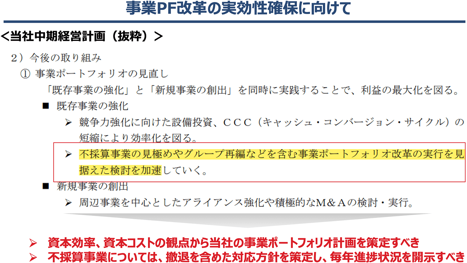 事業PF改革の実効性確保に向けて